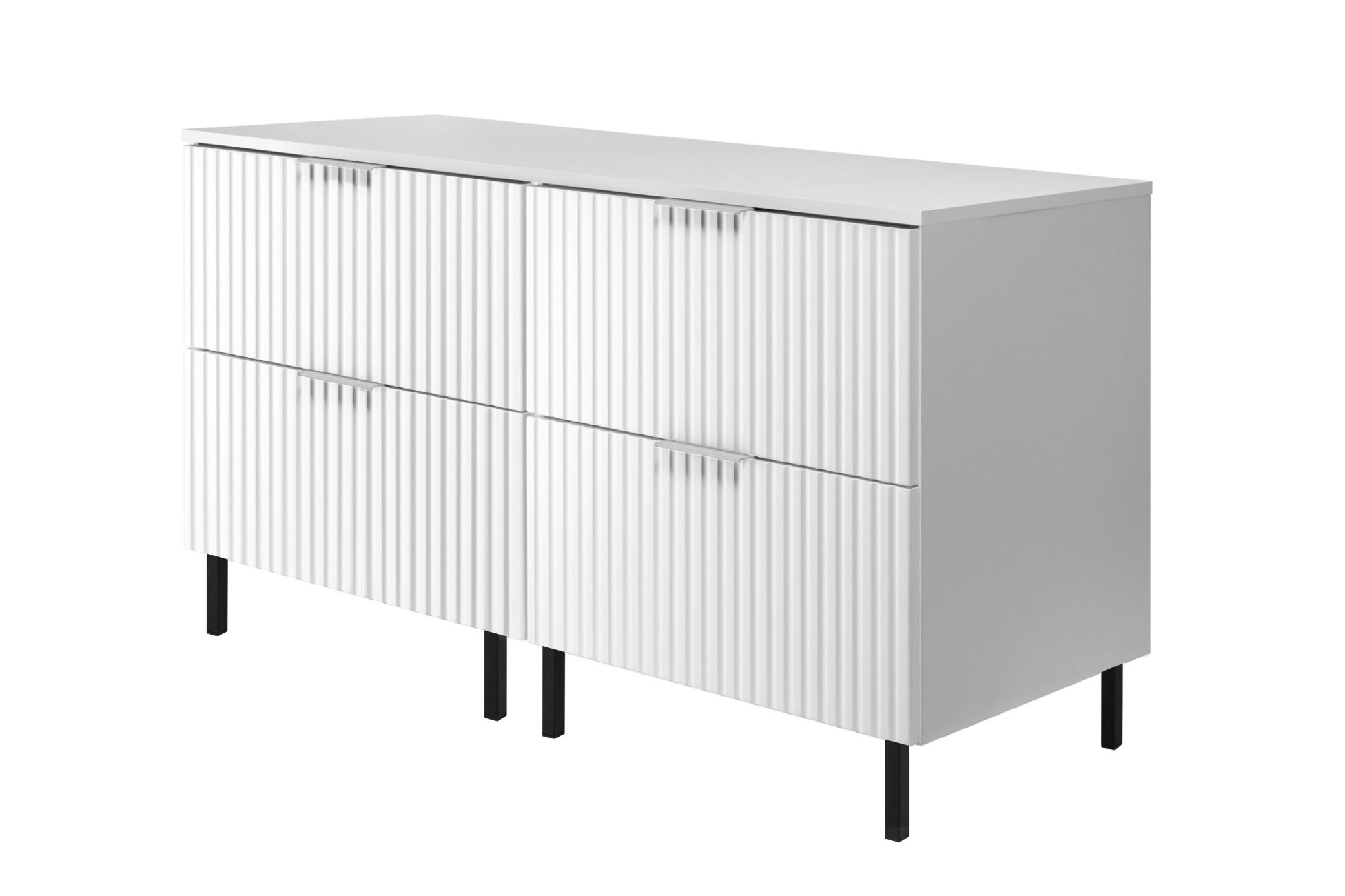 WASCHBECKUNTERSCHRANK, Schwarz, 120 (2 x 60) x 77 x 46 cm, silberner Griff, schwarze Beine + Arbeitsplatte - Silberfarben/Schwarz, Holzwerkstoff (120/77/46cm) - 3XE LIVING