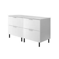 WASCHBECKUNTERSCHRANK, Schwarz, 120 (2 x 60) x 77 x 46 cm, silberner Griff, schwarze Beine + Arbeitsplatte - Silberfarben/Schwarz, Holzwerkstoff (120/77/46cm) - 3XE LIVING
