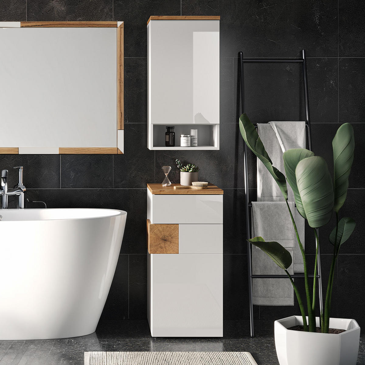 Weiß/Eiche Artisan, Holzwerkstoff (40/77.5/27cm) - Vicco