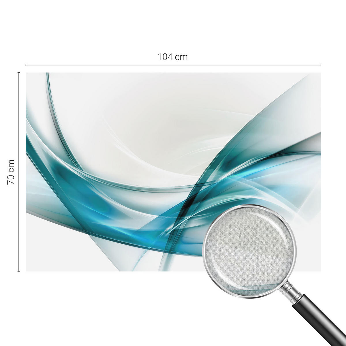 FOTOTAPETE 104x70 cm - Blaue Wellen - Weiß, Textil (104/70cm) - Wallfluent