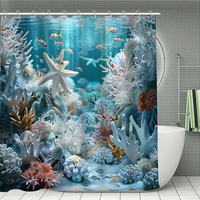 DUSCHVORHANG Badezimmer wasserdicht schimmelresistent bedruckt mit Haken 150 x 180 cm - Blau, Textil (150/180cm) - MCBOSON