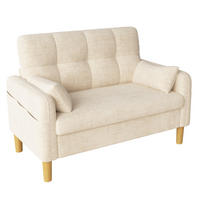 2-SITZER-SOFA DE-33242 mit weichen Polstern und Seitentasche Beige - Beige, Holzwerkstoff (119/85/78cm) - ComfortXL