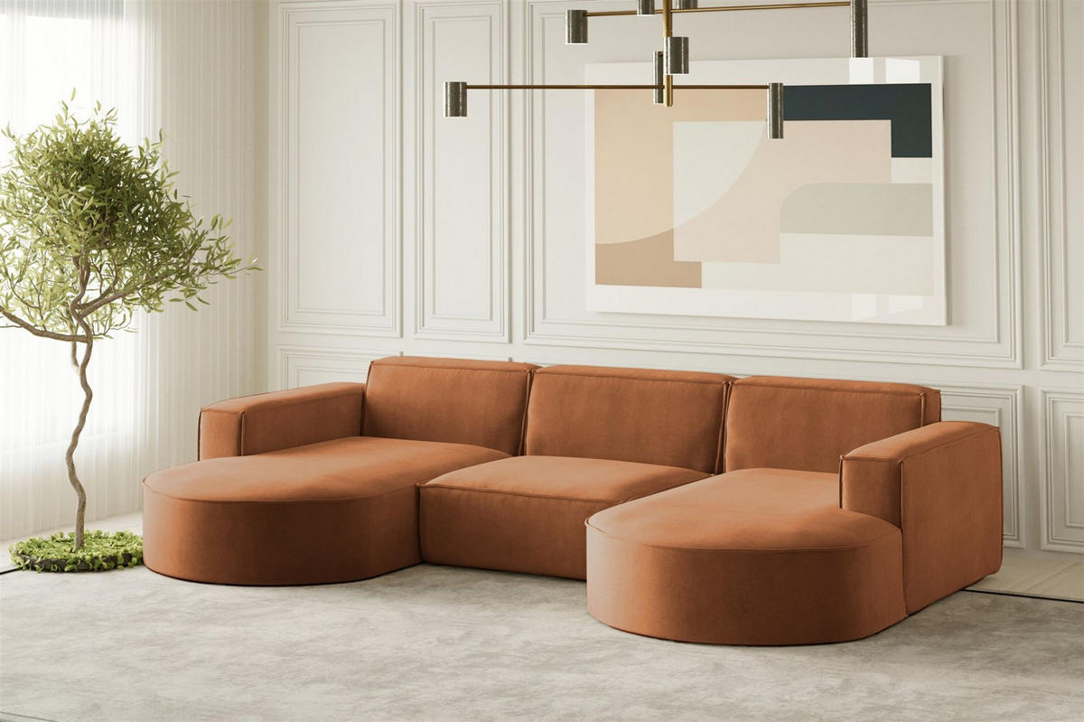 WOHNLANDSCHAFT Palma In Noel - Rot, Holzwerkstoff/Textil (299/78/165cm) - Fun Möbel
