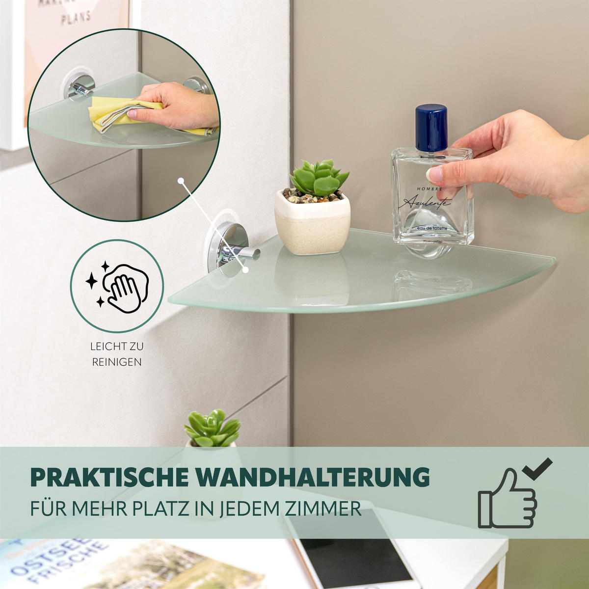 GLASECKABLAGE LUCENTE, Edelstahl, verchromt - Chromfarben, Metall (35/6/25cm) - bremermann