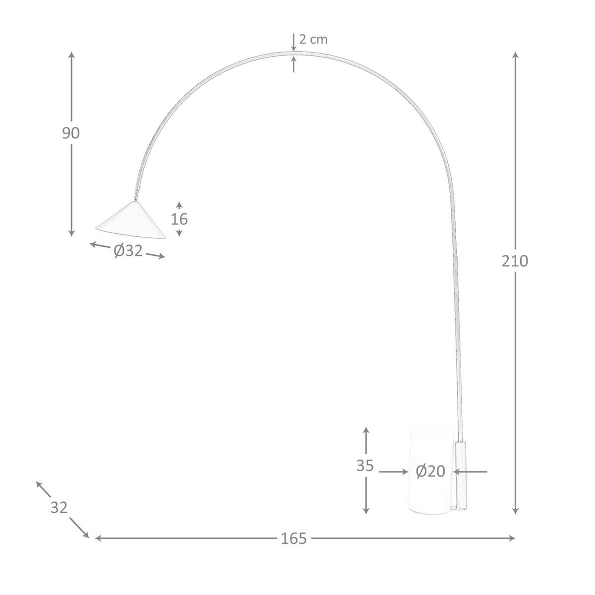 STELEUCHTE aus schwarzem Stahl mit Basis aus Porzellanmarmor 170/32/210 cm - Schwarz, Metall (32/170/210cm) - The Lumine