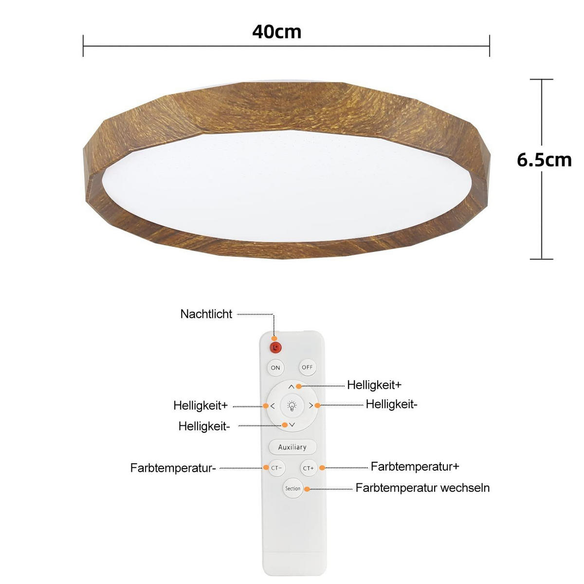LED-DECKENLEUCHTE Tobias 40/40/7 cm - Nussbaumfarben, Metall (40/40/7cm) - Nettlife