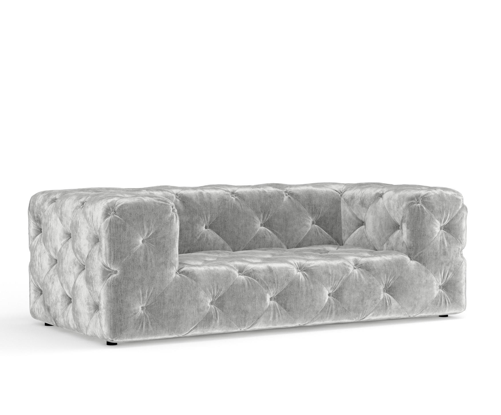 2-SITZER-SOFA Cosimo Hellgrau Chenille - Hellgrau/Schwarz, Holz/Holzwerkstoff (193/71/100cm) - Maison de Reve