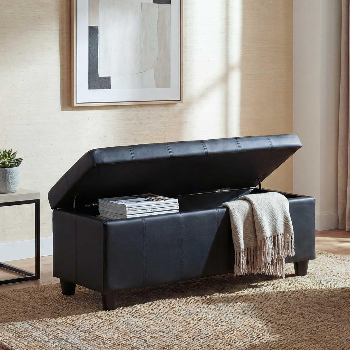 AUFBEWAHRUNGS-TRUHE Schwarz - Schwarz, Textil (114/45/45cm) - MCW