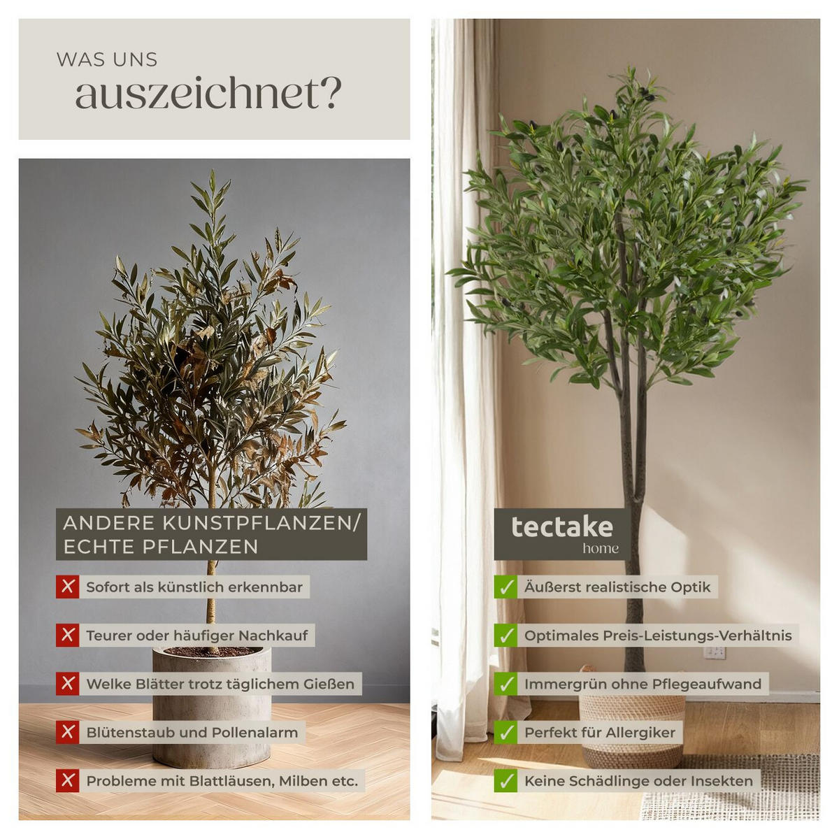 KÜNSTLICHER-OLIVENBAUM Oleand,stabiler Kunststoff-Blumentopf,grün - Grün, Kunststoff (150cm) - tectake