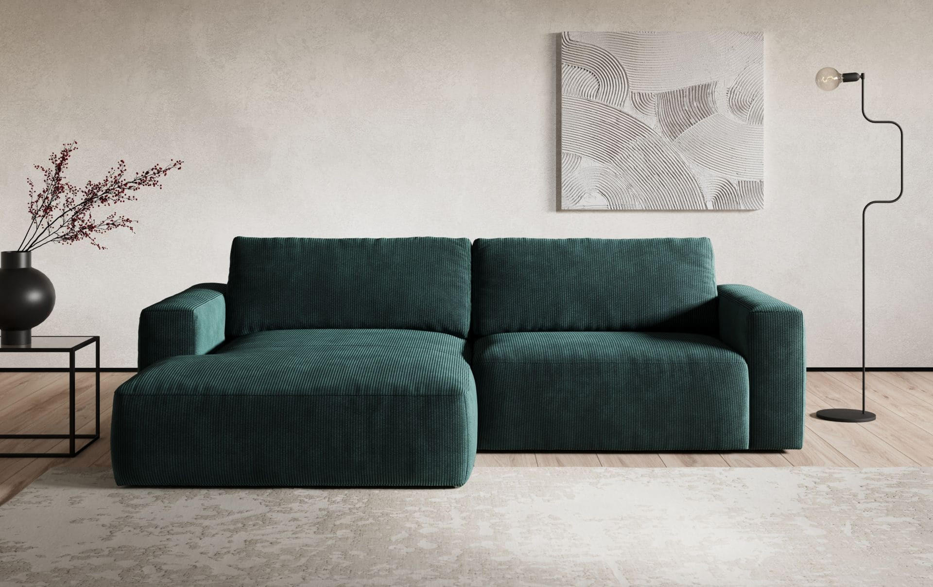 Thumbnail - Cotta Ecksofa, Grün, Textil, Echtholz,Buche, 3-Sitzer, L-Form,L-Form, 288x175 cm, Wohnzimmer, Sofas & Couches, Wohnlands...