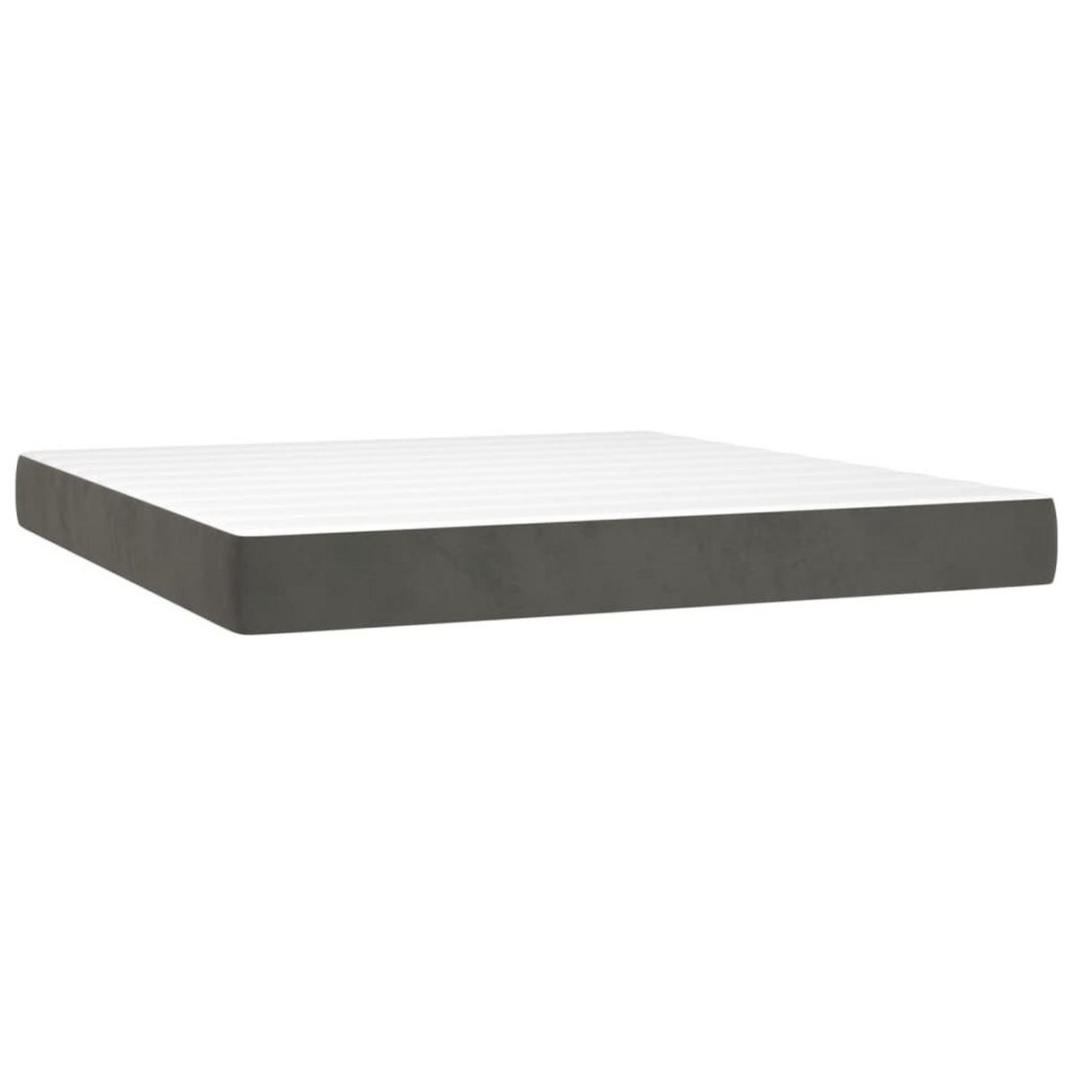 BOXSPRINGBETT mit Matratze und LED, 78/88 cm Kopfteil, 180/200 cm aus Samt, Dunkelgrau - Dunkelgrau, Holz/Textil - vidaXL