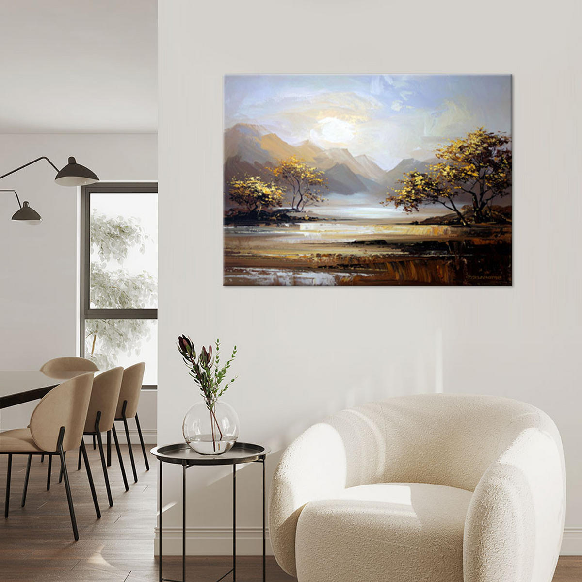 BILDER, Landschaft Berge Bäume Natur - Grau, Textil (100/70cm) - Feeby