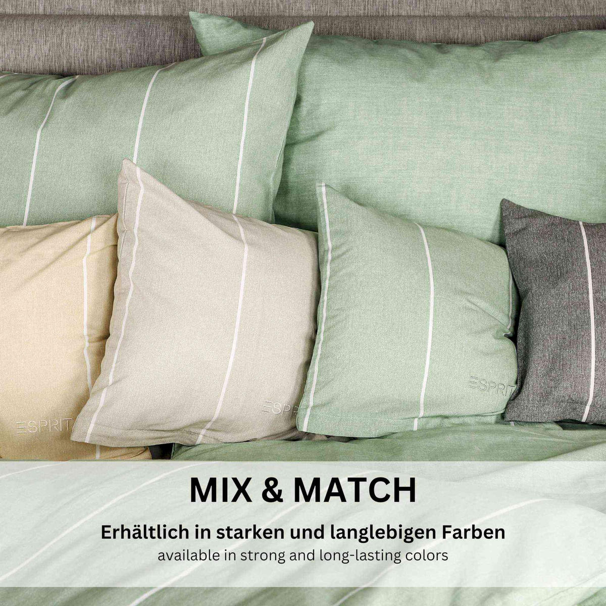 RENFORCE BETTWÄSCHE HARP 2er Set - Anthrazit, Textil (135/200cm) - Esprit