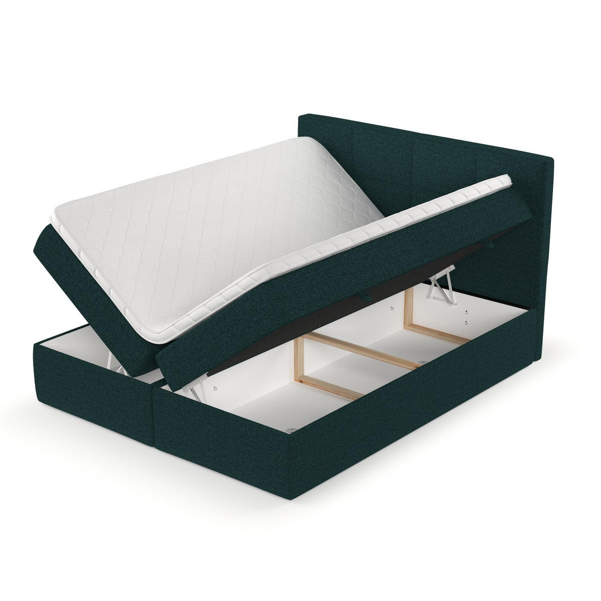 BOXBETT Oris 140/200 cm Grün im Riva Stoff - Schwarz/Grün, Holz/Holzwerkstoff (140/200cm) - AltaBeds