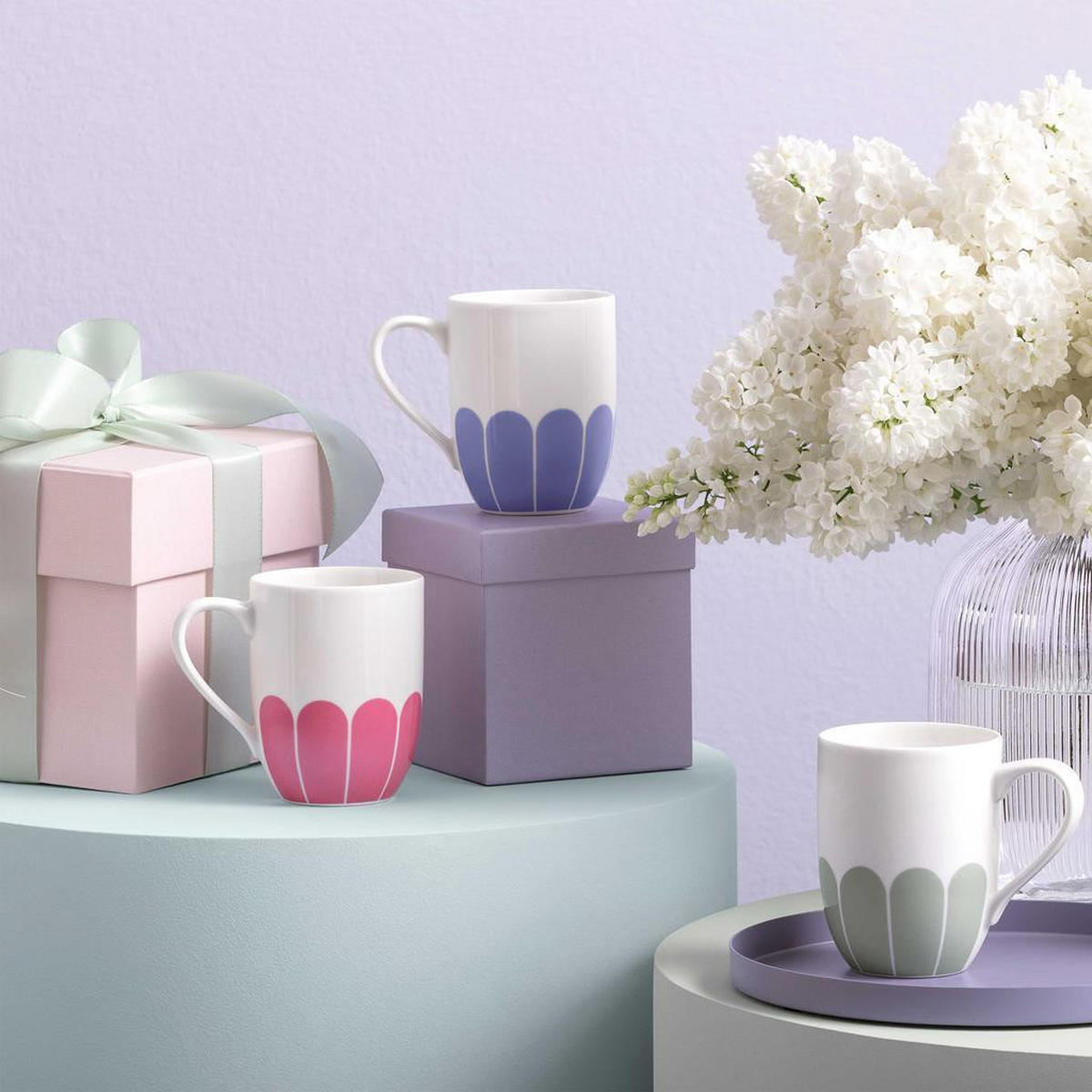 HENKELBECHER Fleur Couleur Cassis 290 ml 6er Set - Pink, Keramik (0.29L) - Villeroy & Boch