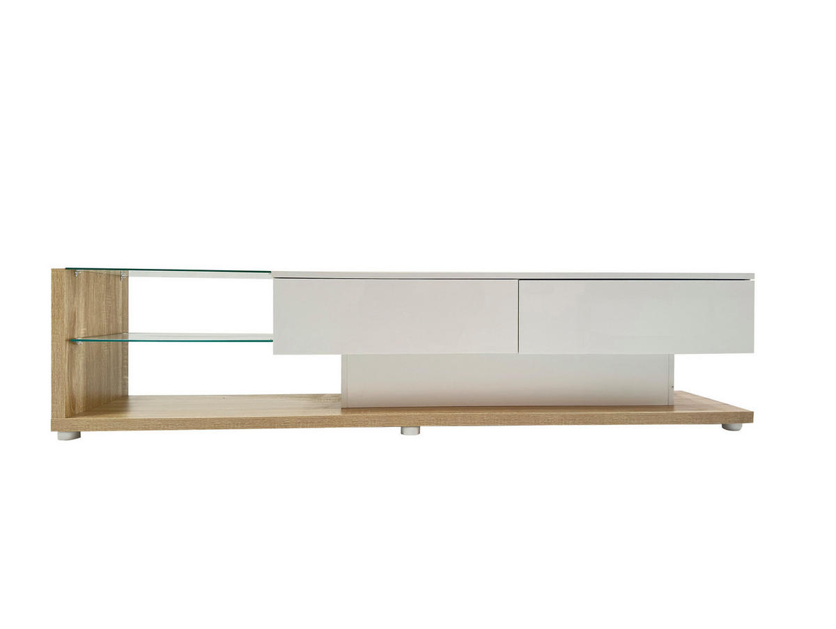 TV-LOWBOARD 170/36/38 cm mit 2 Schubladen und LED-Beleuchtung - Weiß, Holzwerkstoff (170/38/36cm) - BEAOK
