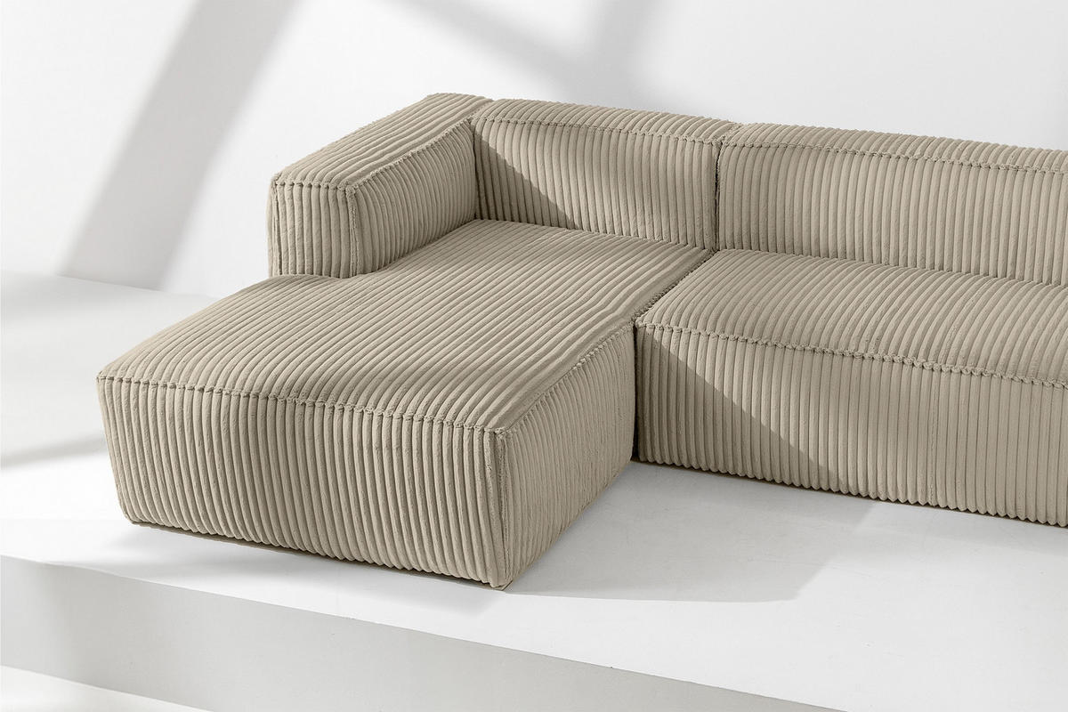 ECKSOFA-LINKS FEROX Modern, Cord-Stoff, beige - Beige, Textil (305/175cm) - KONSIMO®