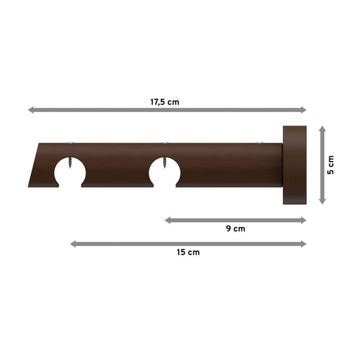 TRÄGER FÜR INNENLAUFSTANGEN 20 mm Ø, Talent 2-läufig, Nussbaum - Nussbaumfarben, Holz (18/5.3/5.3cm) - INTERDECO