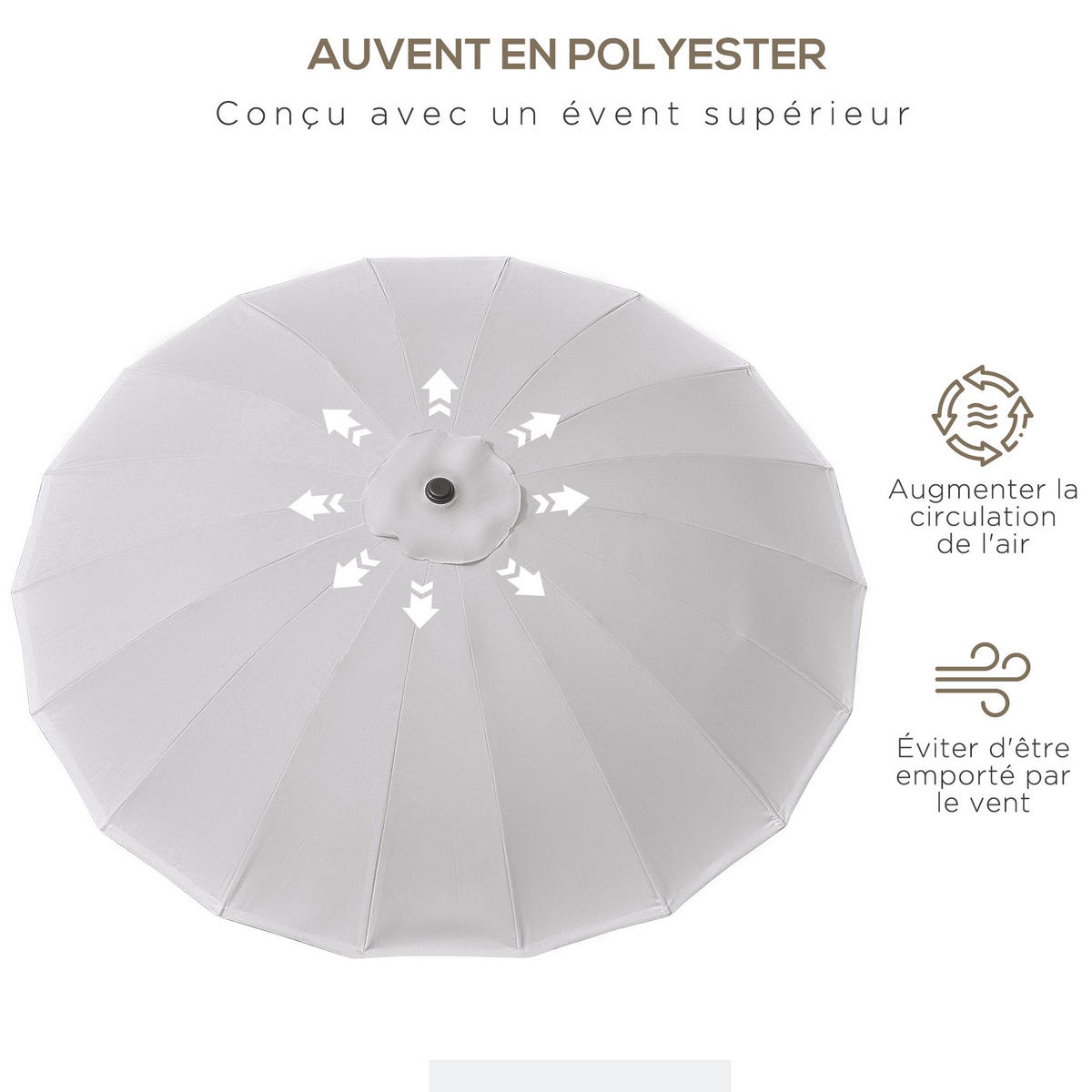 SONNENSCHIRM DE-11379 neigbar, mit Kurbel, 18 Streben Grau - Hellgrau, Metall (250/250cm) - ComfortXL
