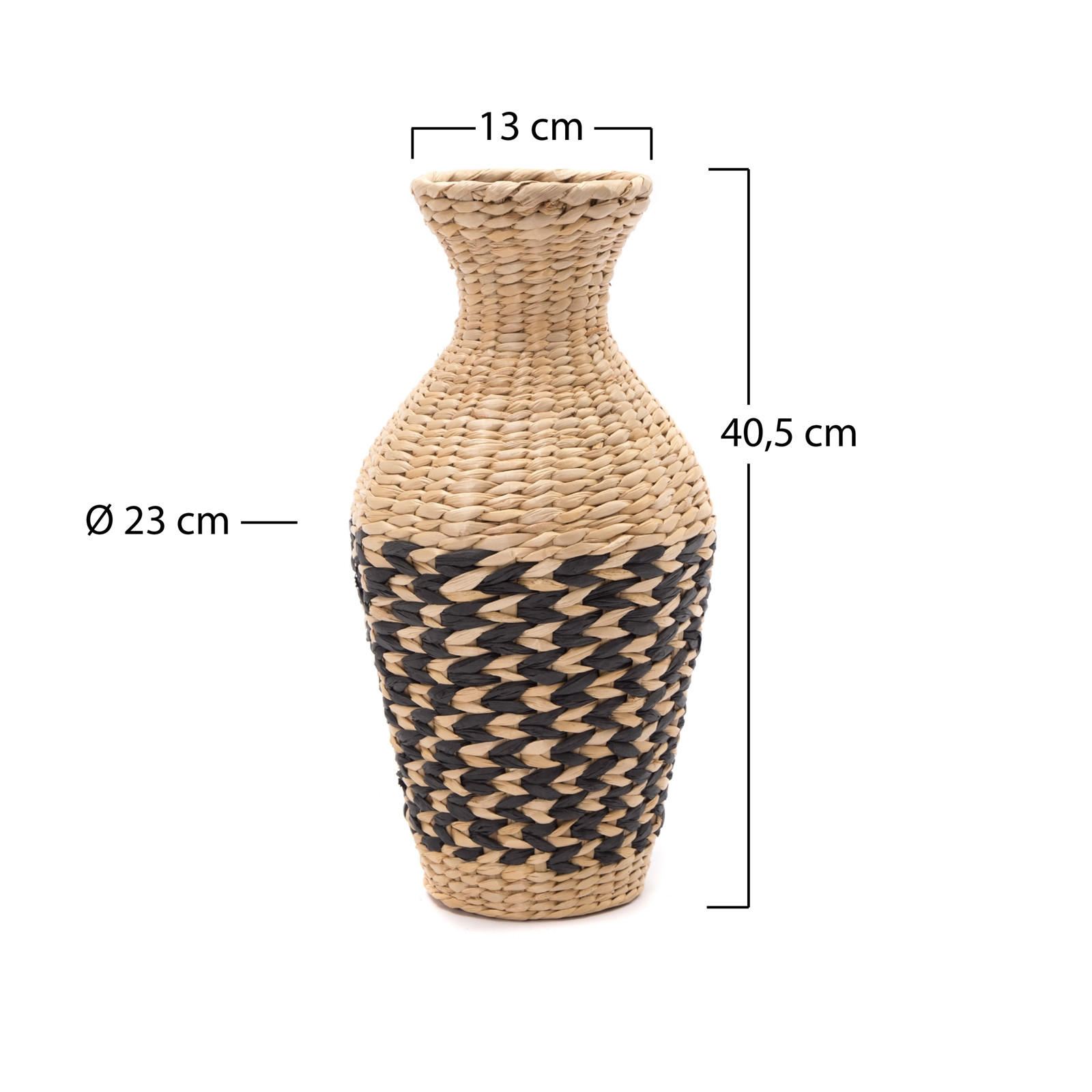 VASE Cuadro 40 cm, geflochtenes Stroh natur-schwarz - Naturfarben, Naturmaterialien (42cm) - CREEDWOOD