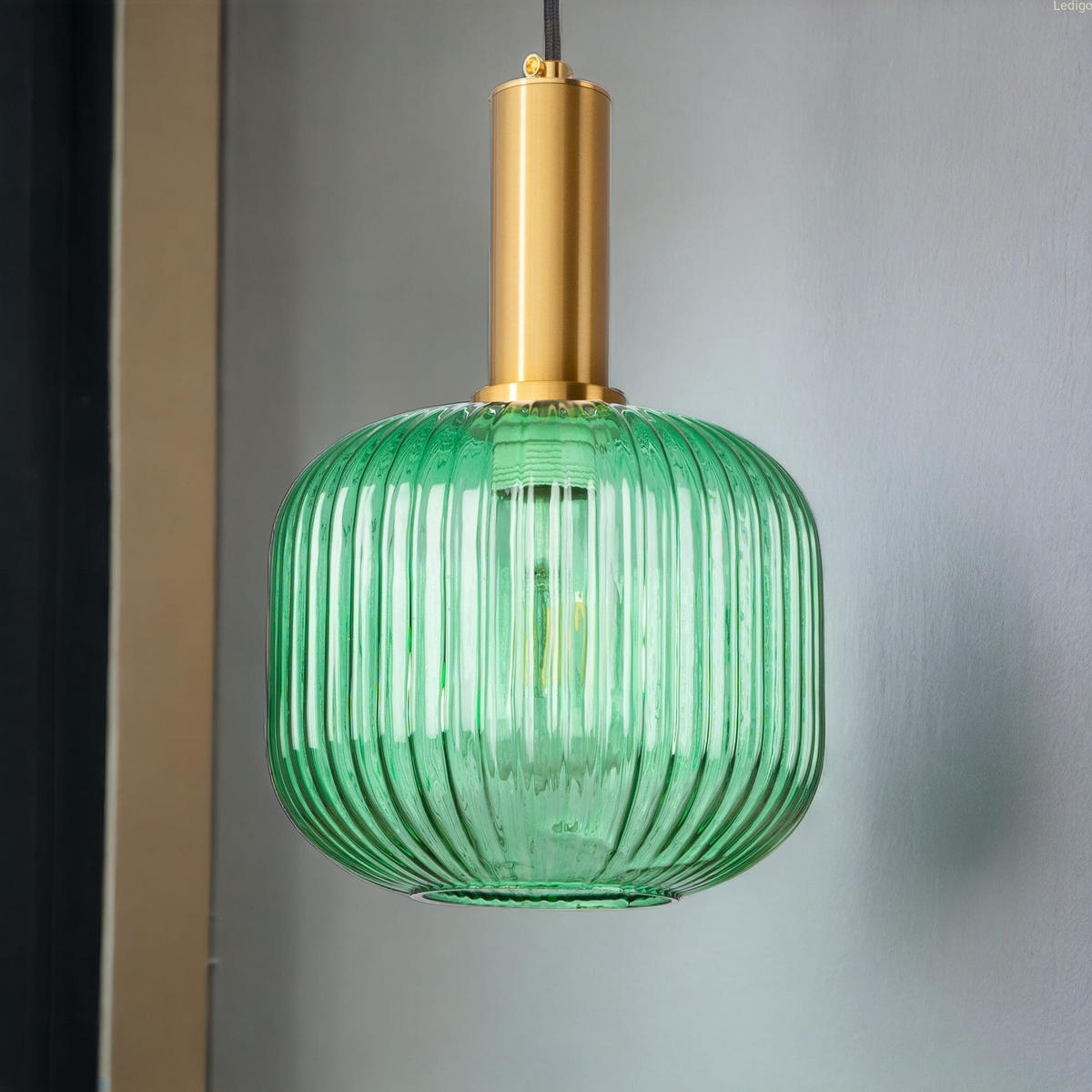 PENDELLEUCHTE Paris - Goldfarben/Schwarz, Glas/Metall (19/19/125cm)