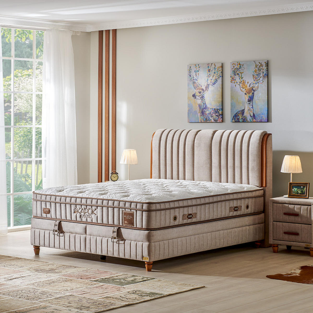 BOXSPRINGBETT Bambi Bett mit Matratze Boxspringbett 140x200 Kapok Naturel - Braun, Holz/Metall (140/200cm) - Bambi