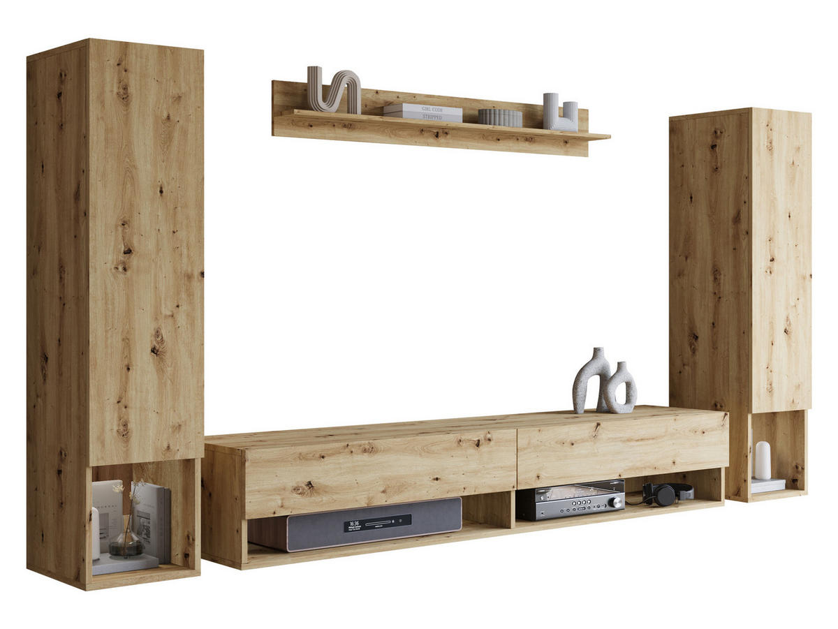 WOHNWAND Amadeo II - Eiche Artisan, Holzwerkstoff (30/130/33cm) - MIRJAN24