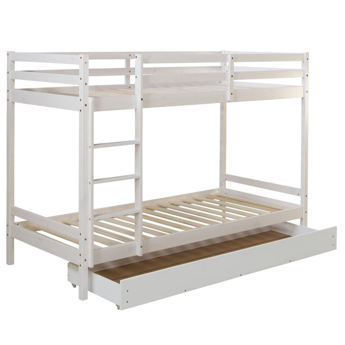 ETAGENBETT mit Matratzen 90/200 cm mit Stauraum - Weiß, Holz - Homestyle4u