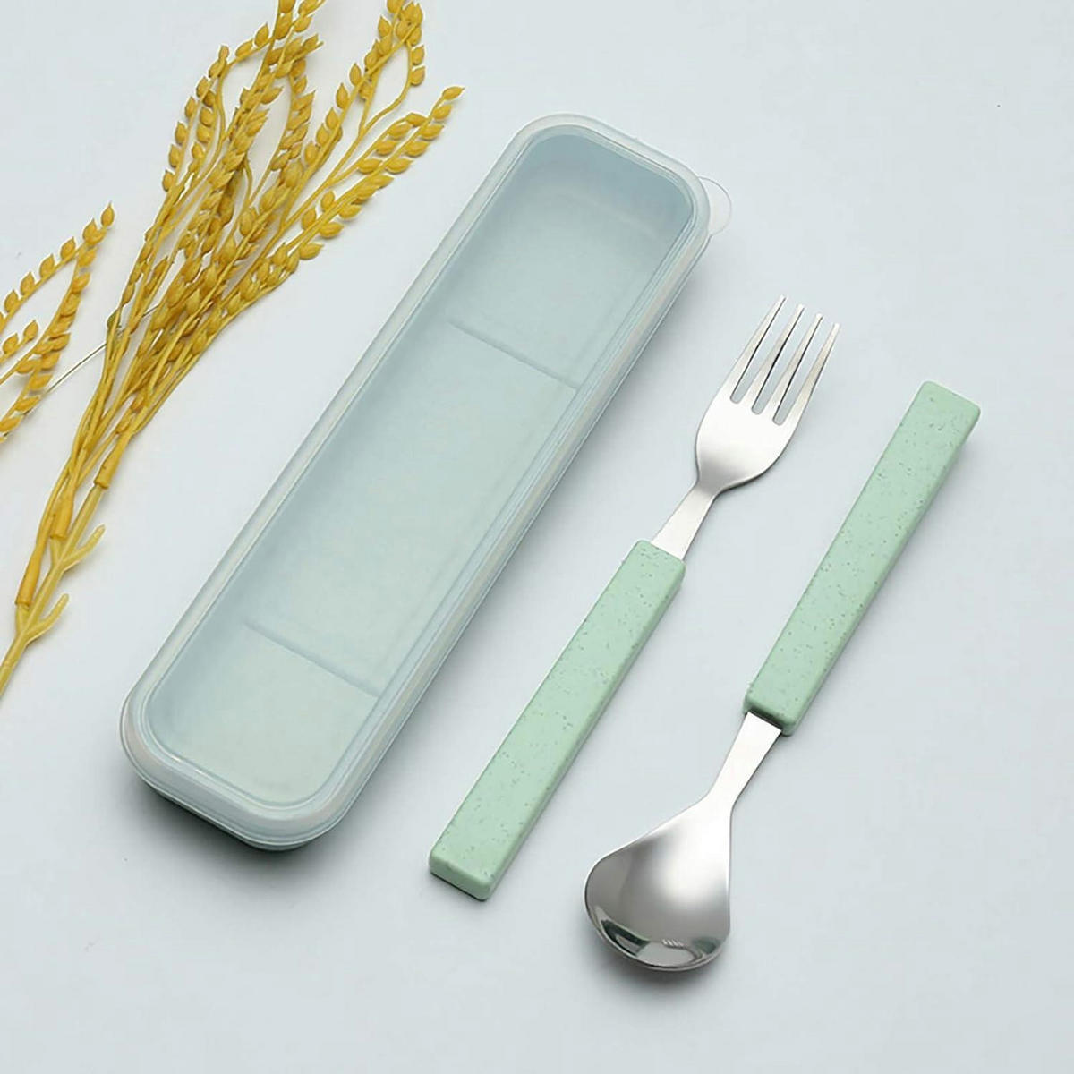 KINDER Besteck Set 2-teilig mit Reisekoffer Grün - Grün, Metall