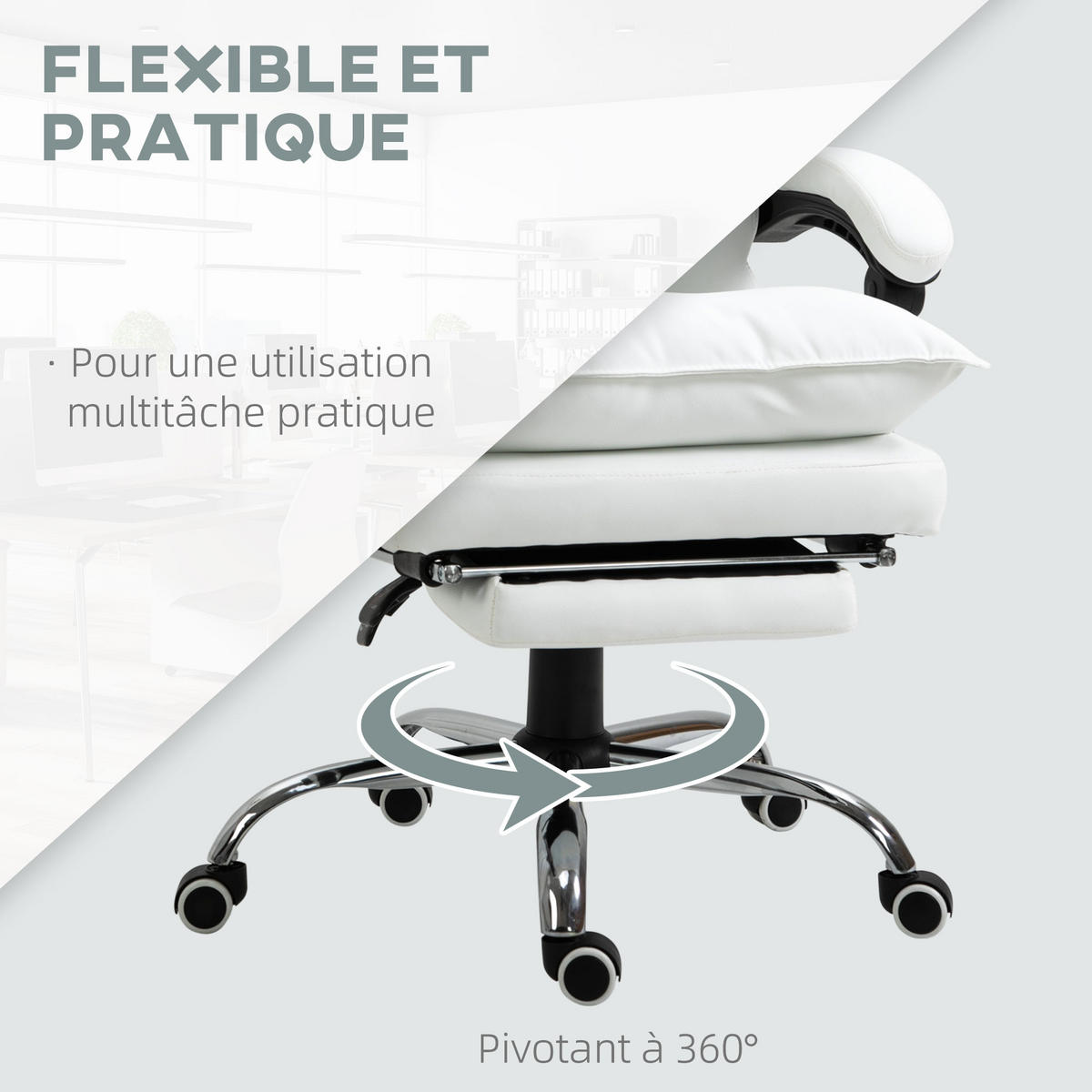 CHEFSESSEL DE-11740 ERGONOMISCH 66x72x130 cm Weiß - Weiß, Metall (66/130/72cm) - ComfortXL