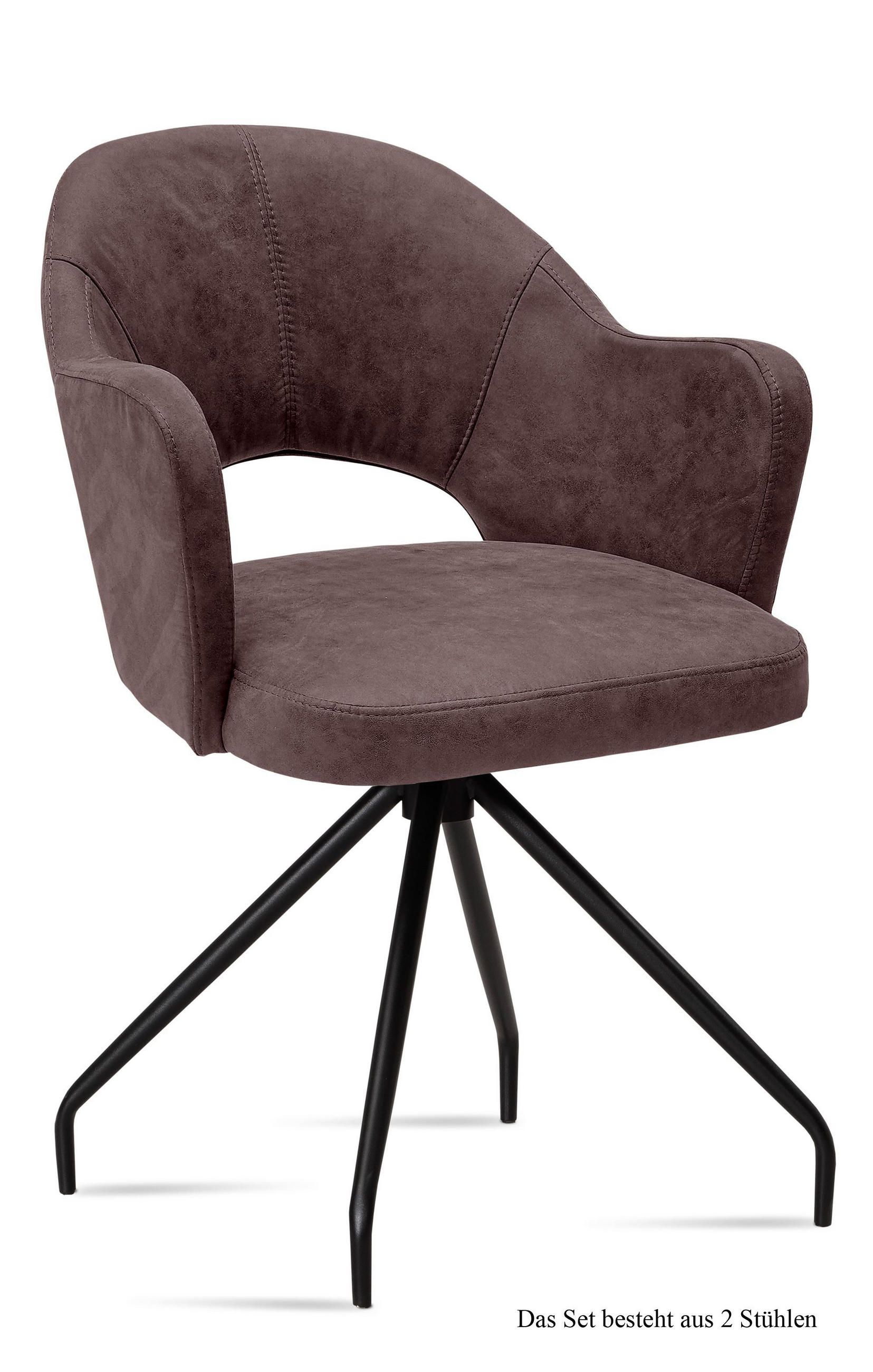 ARMLEHNSTUHL (2er-Set) Dikana 59x87x61 Schwarz/Braun - Schwarz/Braun, Kunststoff (61/87/59cm) - 58aufmkessel