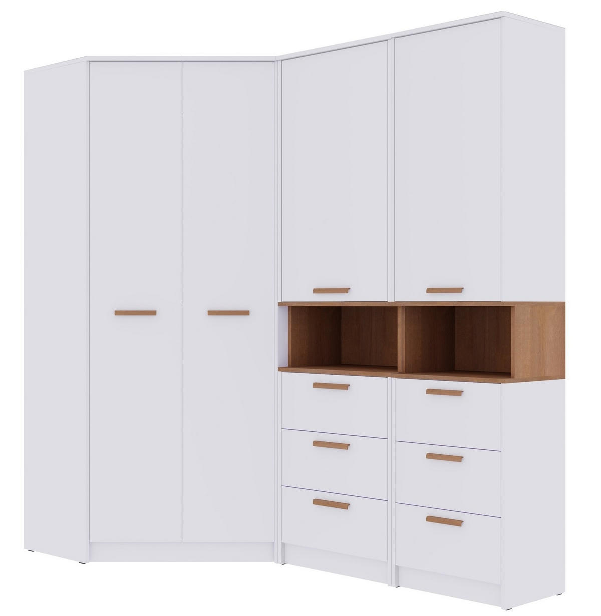 ECKKLEIDERSCHRANK ZWEI REGALE GRANT SET 17/B WEIß 143/195/143 - Weiß, Holzwerkstoff (143/195/143cm) - Marmex Möbel
