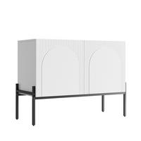 BUFLET 100cm cu Bogendesign, 2 Türen, Metallbeine - alb, compozit lemnos (100/75/40cm) - Urban Meuble