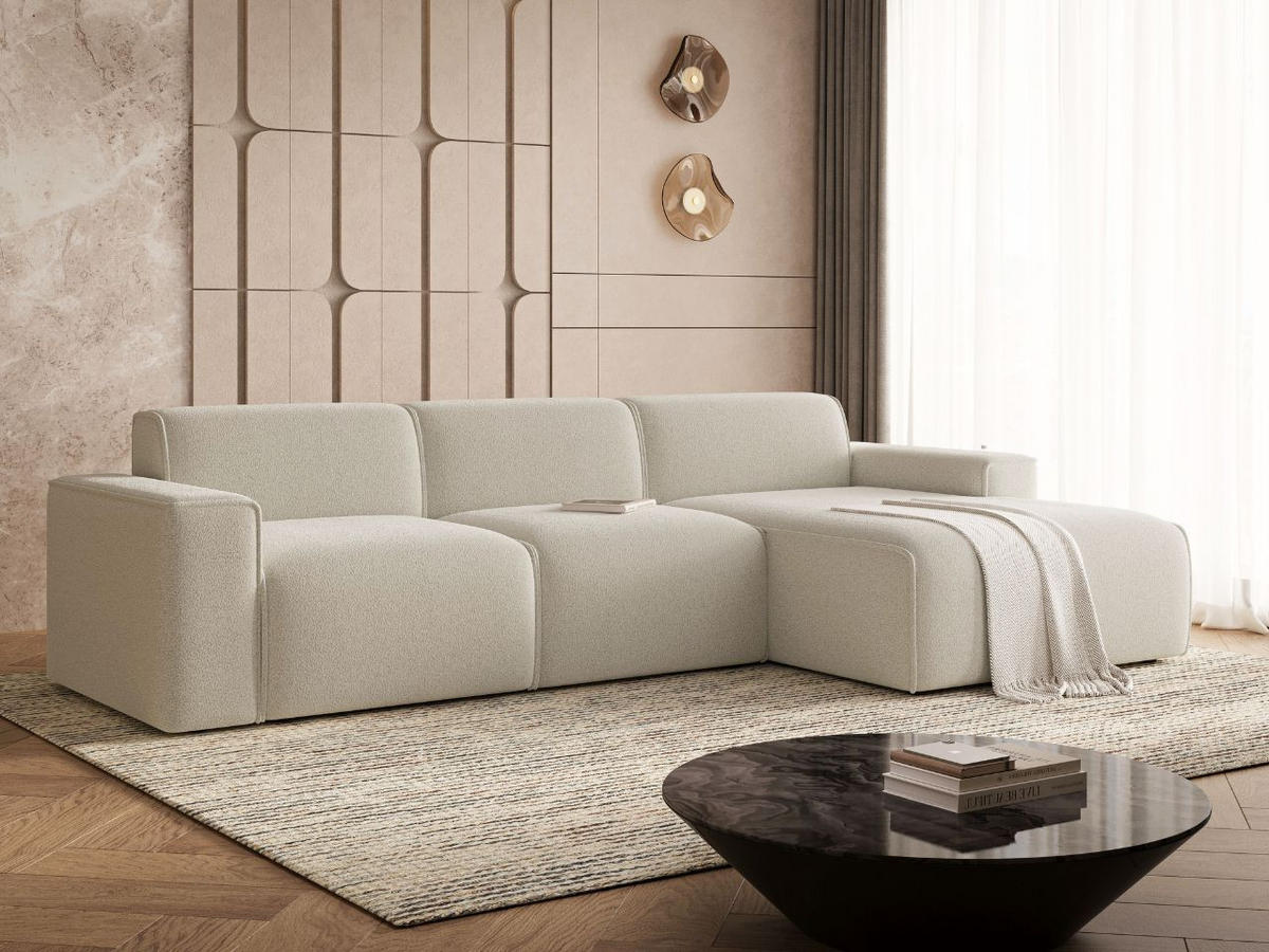 ECKSOFA Lavia Beige Rechts - Beige/Schwarz, Holz/Kunststoff (165/310cm) - Graingold