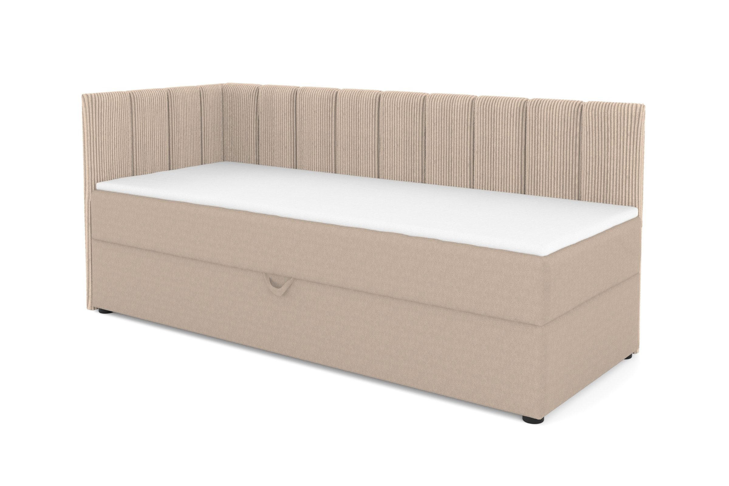 BOXBETT VIGO 100/200 cm in Cord/Velours Beige H3 links - Beige, Holz/Holzwerkstoff (100/200cm) - Deine Möbel 24