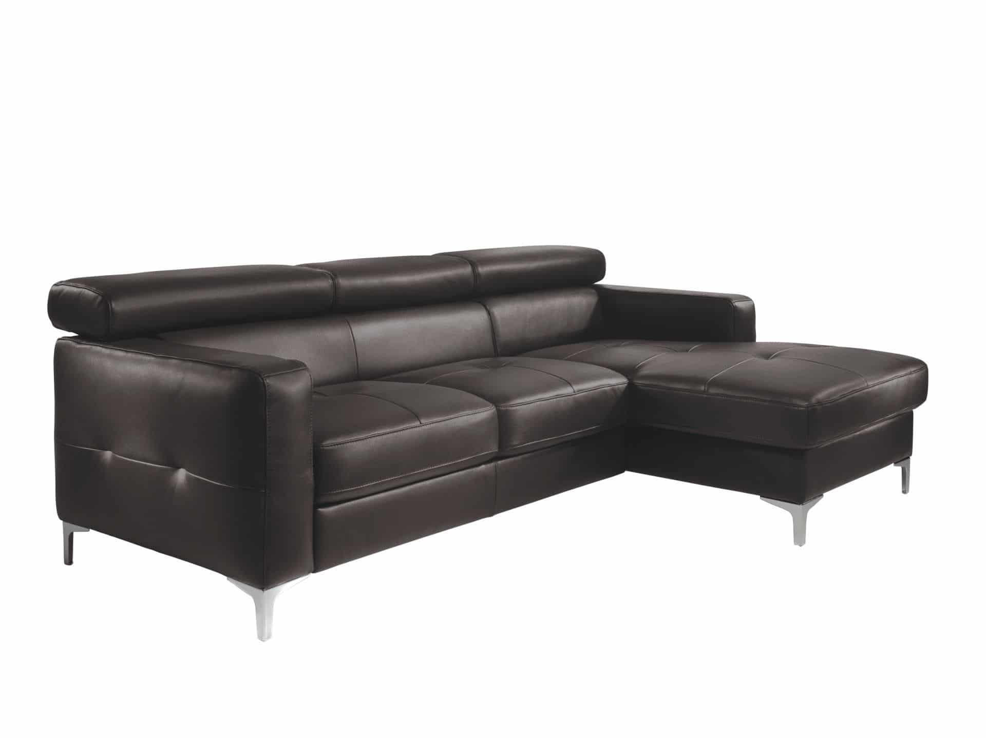 ECKSCHLAFSOFA mit Echtlederbezug, Schlaffunktion & Bettkasten - Chromfarben/Dunkelbraun, Leder/Holz (168/227cm) - Cotta