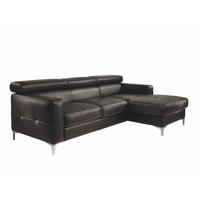 ECKSCHLAFSOFA mit Echtlederbezug, Schlaffunktion & Bettkasten - Chromfarben/Dunkelbraun, Leder/Holz (168/227cm) - Cotta