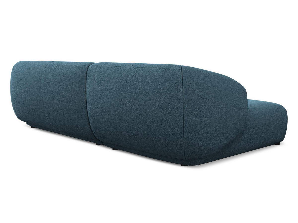 ECKSOFA Links Bouclé Stoff Blau - Blau/Schwarz, Kunststoff/Textil (156/280cm) - Makamii