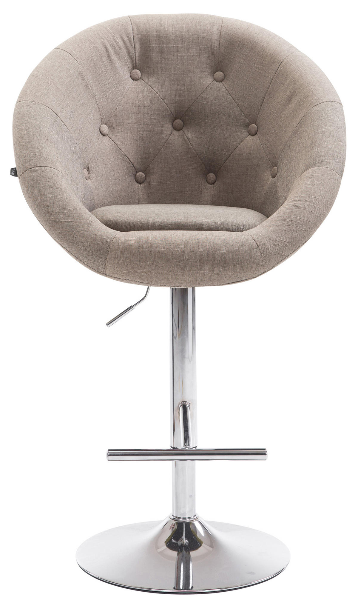 BARHOCKER Landern Stoff chrom taupe - Taupe/Schwarz, Textil (65/128/57cm) - TPFLiving