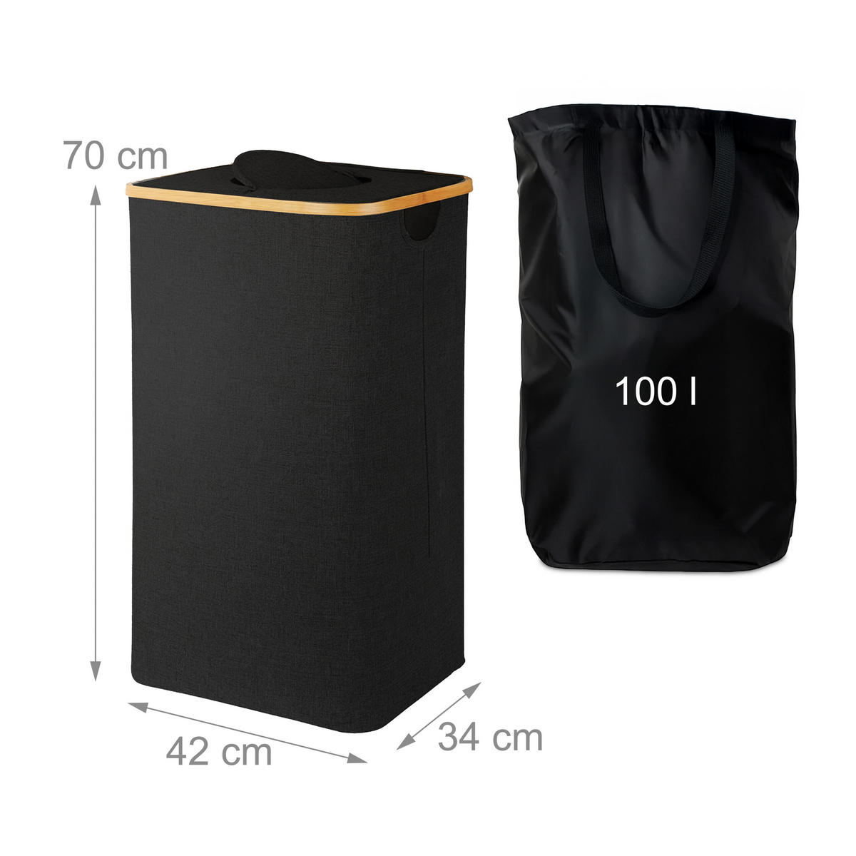 PFANDFLASCHEN-SAMMELBEHÄLTER - Schwarz, Holz/Textil (42/70/34cm) - Relaxdays