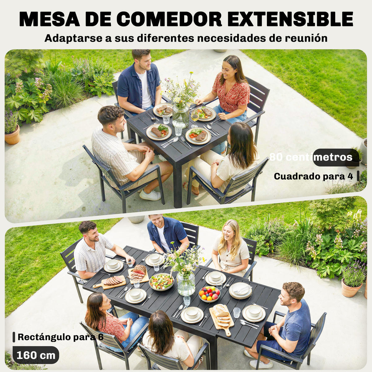 GARTENTISCH,SCHWARZ,1 Stück - Schwarz, Naturmaterialien (160/80/75cm) - GiPP