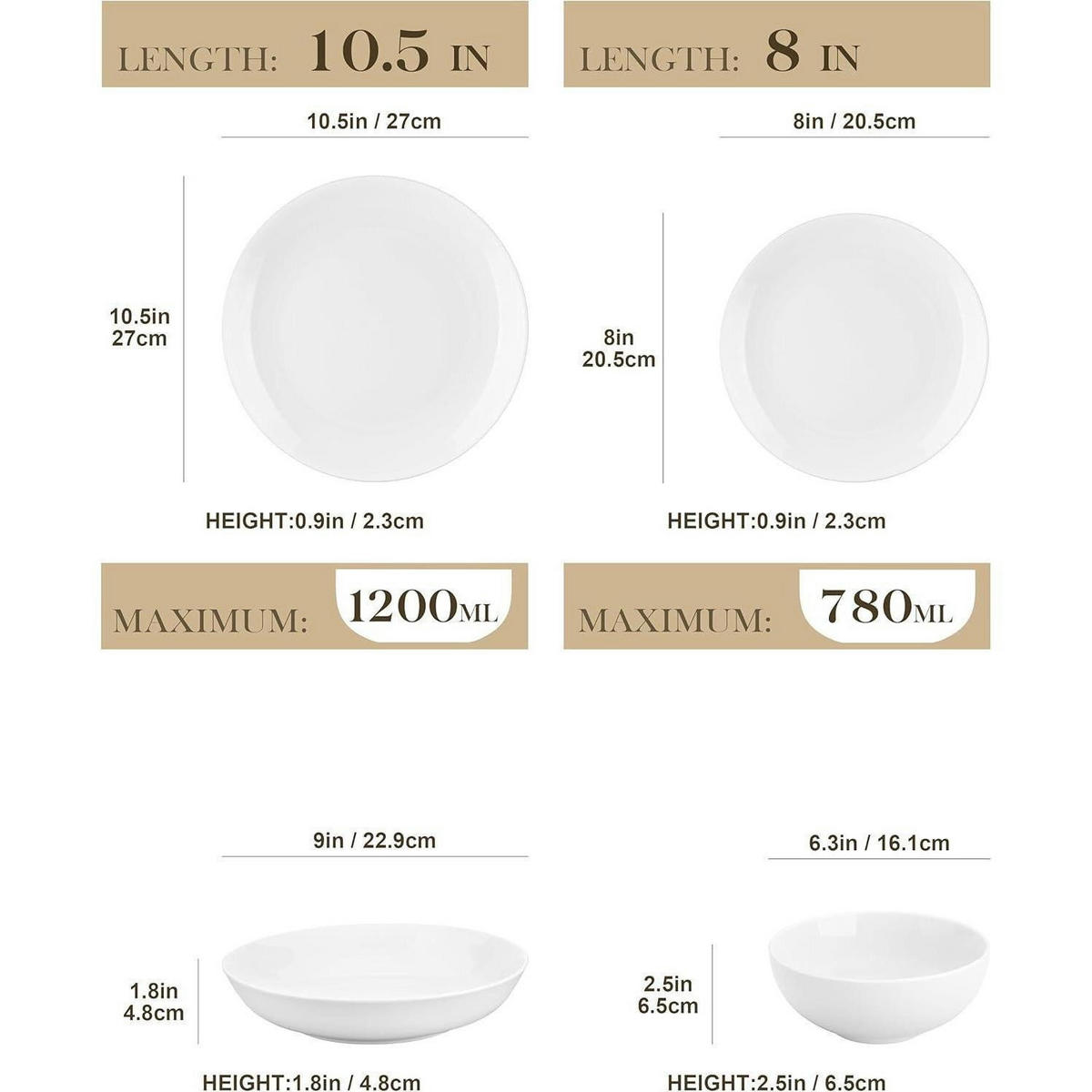 GESCHIRRSET 24-teiliges Set für 6 Personen Porzellan Weiß - Weiß, Keramik (32.8/35.3/52.5cm)