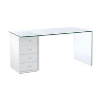 SCHREIBTISCH mit 4 Schubladen - Sicherheitsglas & MDF - MURIEL - Transparent, Glas (160/70/75cm) - Vente-Unique