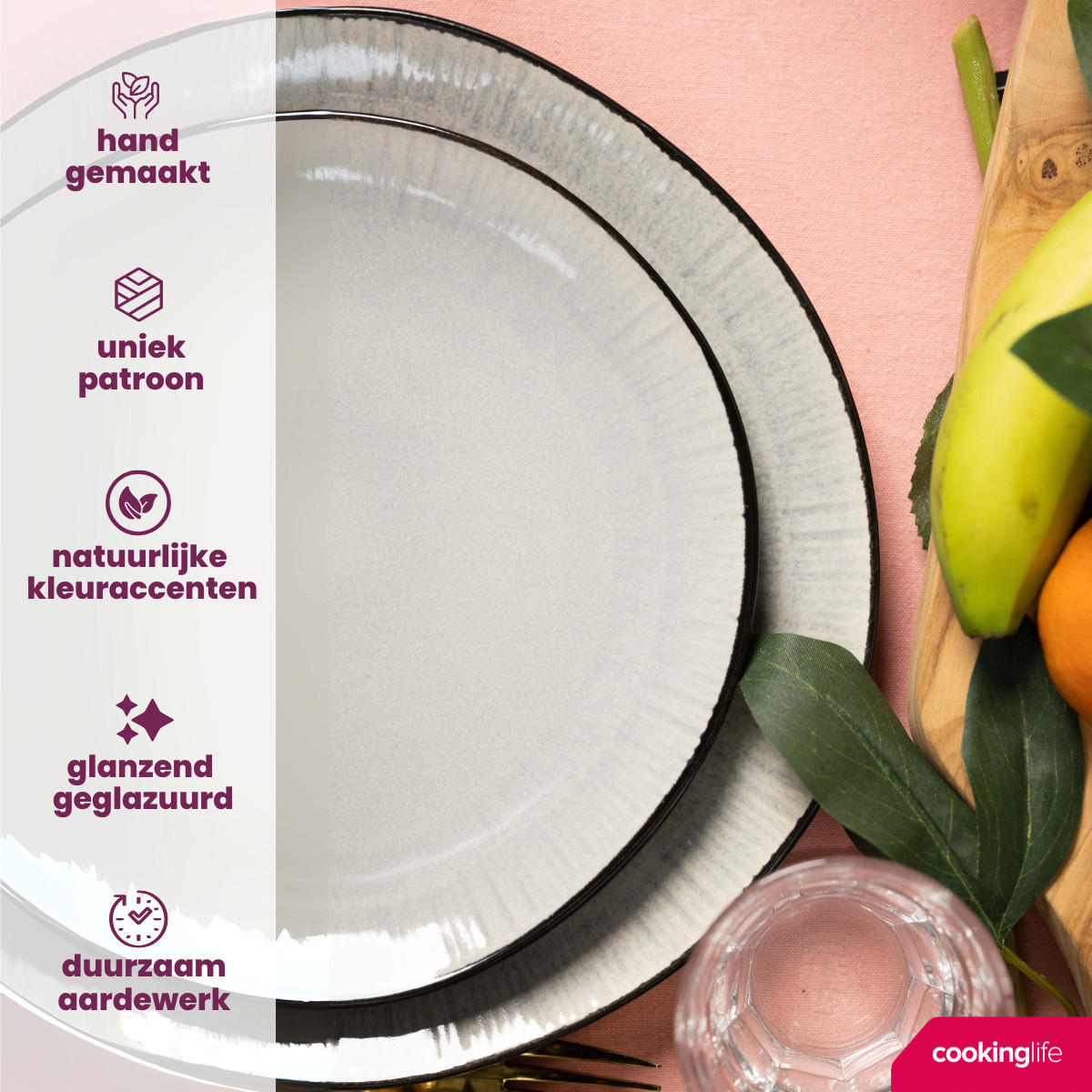 COOKINGLIFE Speiseteller Nola Warm Grey ø 27 cm - 6 Stück - Grau, Keramik (27cm) - Cookinglife