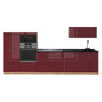 KUHINJA Fame-Line, Bordo rdeča barva visokega sijaja/Zlati hrast z močjo, 340 cm, DP Antracit - barve hrasta/bordo, leseni material (340/153.6/60cm) - Vicco