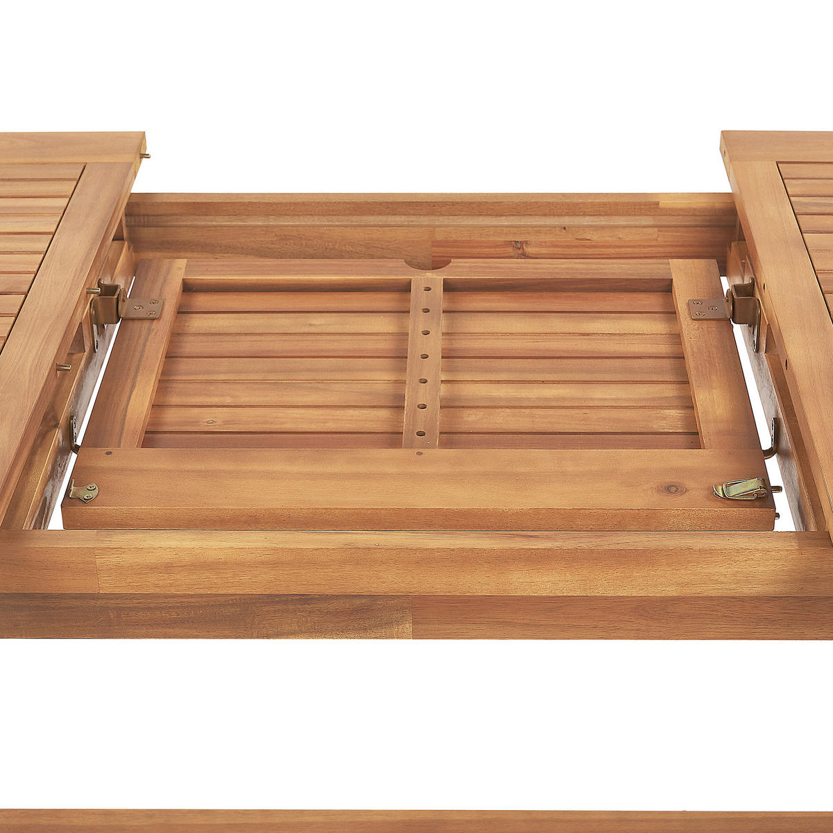 GARTENMÖBEL-SET 6-Sitzer Akazienholz Auflagen cremeweiß Java - Hellbraun/Weiß, Holz - Beliani