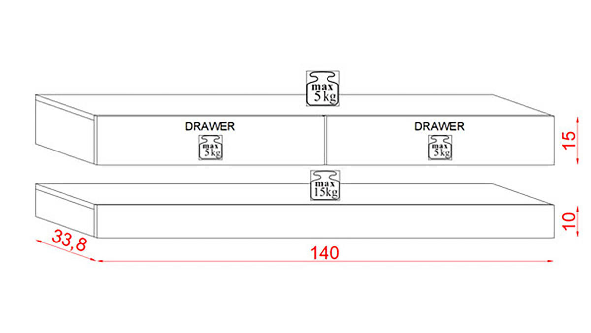 LOWBOARD Fly wotan eiche 140 / 34 / 25cm - Blau/Eichefarben, Holz/Holzwerkstoff (140/25/34cm) - Feldmann-Wohnen