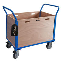 TRANSPORTWAGEN mit abnehmbaren Holzwänden 102x113x60cm Traglast 400kg Lichtblau - Blau, Metall (60/113/102cm) - PROREGAL