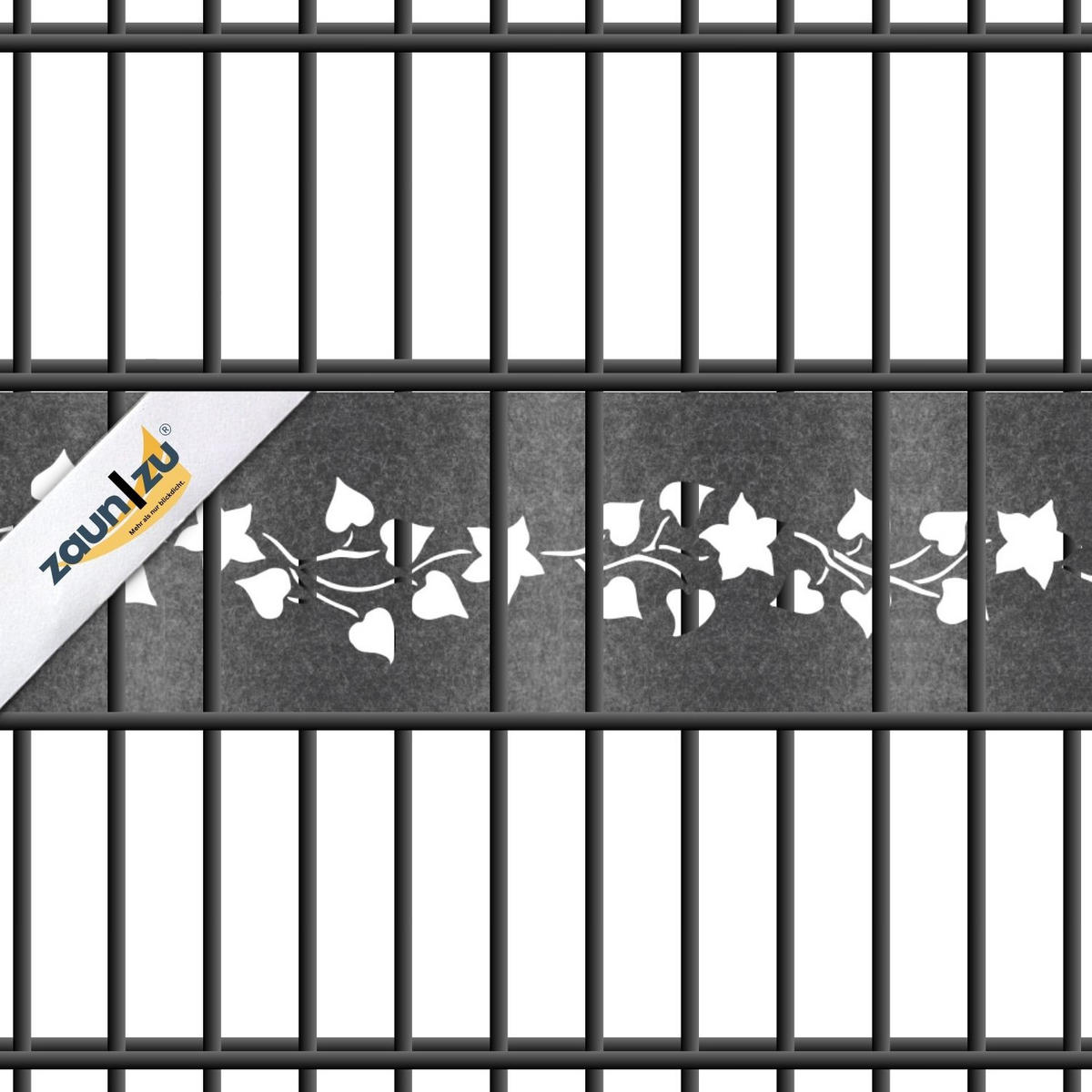 SICHTSCHUTZSTREIFEN Design Vlies Dekor Floral2 Einzelstreifen Schwarzgrau 2,55m - Schwarz, Kunststoff (260/19cm) - ZAUN|ZU