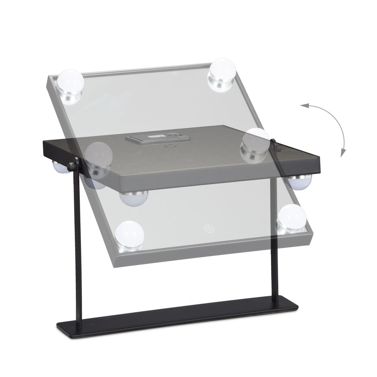 HOLLYWOODSPIEGEL - Schwarz, Glas/Metall (30/35/6cm) - Relaxdays